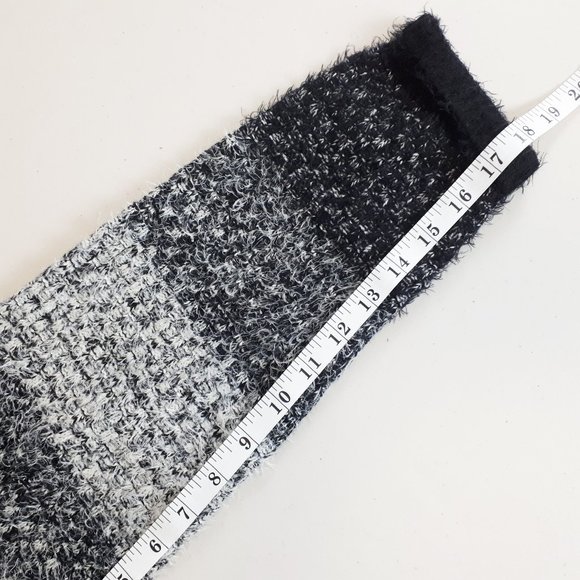 Fuzzy Knit Black Grey Gradient Striped Sweater - Picture 7 of 12